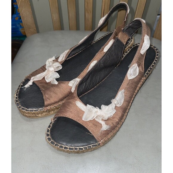 Eric Michael Slingback Sandals  Espadrille Size 9 Ribbon Bow - Picture 1 of 9